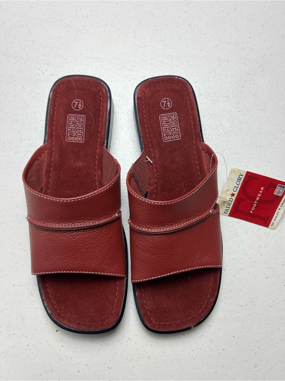 Vintage y2k Leather Burgundy Sandals 7.5 Faded Glory (NEW)